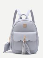Shein Grey Embellished Pocket Front Pu Backpack