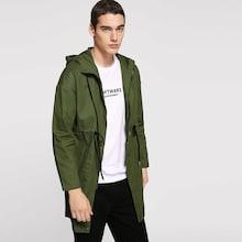 Shein Men Single Breasted Drawstring Hoodie Coat