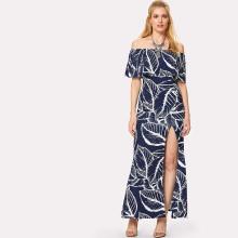 Shein Flounce Off Shoulder Jungle Dress