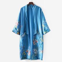 Shein Satin Florals Drop Shoulder Kimono Coat