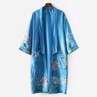 Shein Satin Florals Drop Shoulder Kimono Coat
