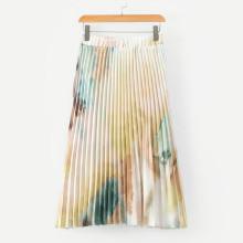 Shein Watercolor Pleated Skirt