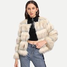 Shein Contrast Faux Fur Coat