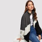 Shein Cut-and-sew Zip Front Teddy Jacket