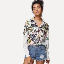 Shein Flap Pocket Printed Shirt