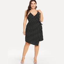 Shein Plus Surplice Neck Knot Cami Dress