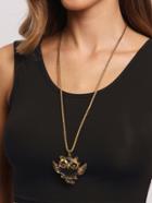 Shein Color Crystal Owl Pendant Necklace
