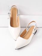 Shein White Point Toe Sling Back Patent Leather Flats