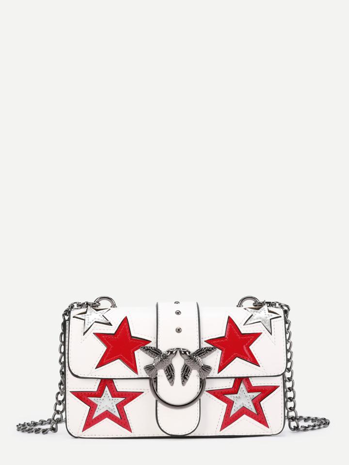 Shein Bird Buckle Star Pattern Pu Chain Bag
