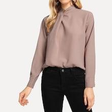 Shein Keyhole Back Mock-neck Tee