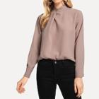 Shein Keyhole Back Mock-neck Tee