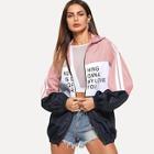 Shein Zip Up Color-block Windbreaker Jacket