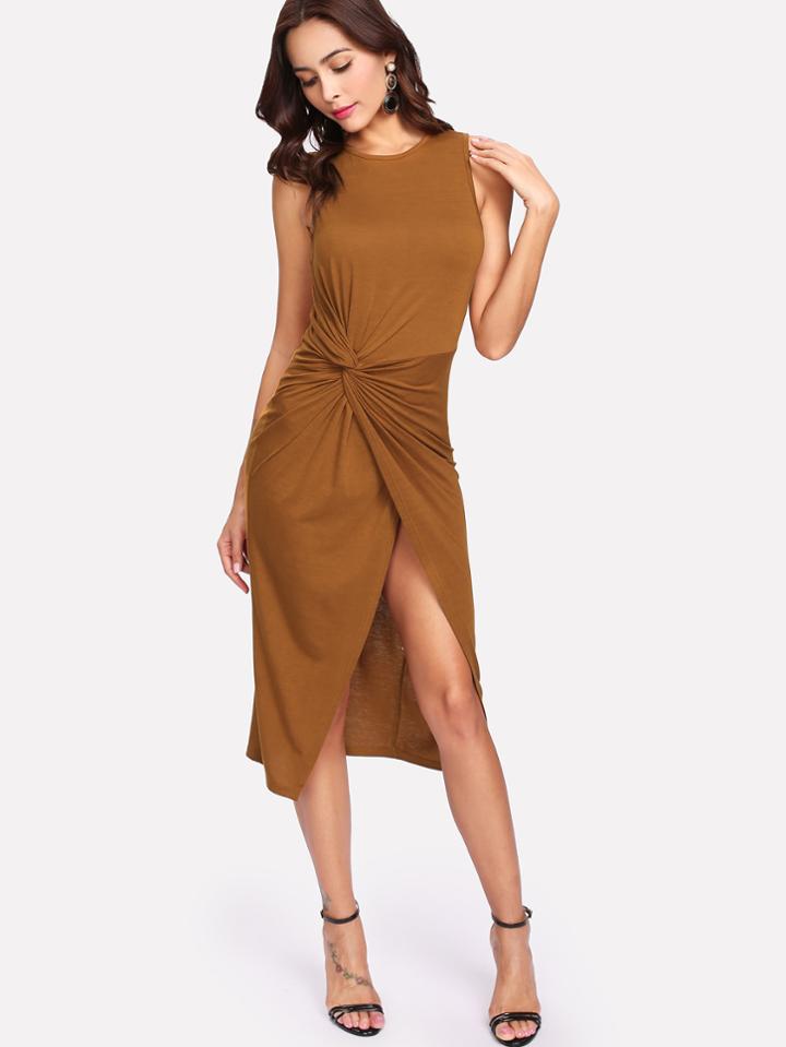 Shein Twist Front Overlap Hem Dress