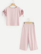 Shein Self Tie Sleeve Top And Pants