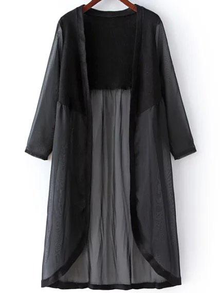Shein Black Mesh Insert Coat