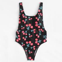 Shein Fruit Print Low Back Swimsuit