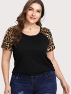 Shein Leopard Raglan Sleeve T-shirt