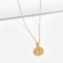 Shein Men Aries Engraved Round Pendant Necklace