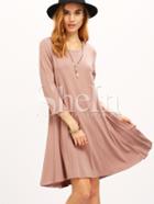 Shein Pink Plain Knee Length T-shirt Dress