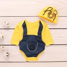 Shein Toddler Boys Contrast Romper With Hat