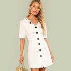 Shein V Neck Button Up Dress