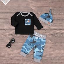 Shein Toddler Boys Camo Print Tee & Pants & Hat
