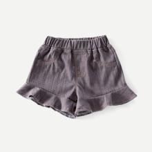 Shein Girls Flounce Hem Denim Shorts