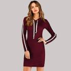 Shein Contrast Taped Side Hooded Dress