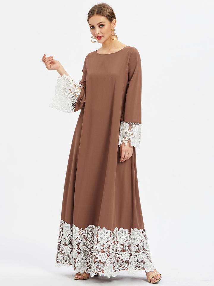 Shein Floral Lace Detail Kaftan Dress