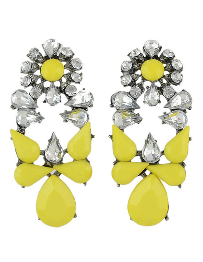 Shein Yellow White Drop Gemstone Earrings