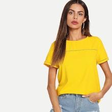 Shein Laddering Lace Insert Tunic Top
