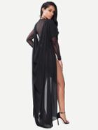 Shein Sheer Mesh Swimwear Set With Draped Back Beach Kimono