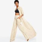 Shein Striped Long Coat With Pants