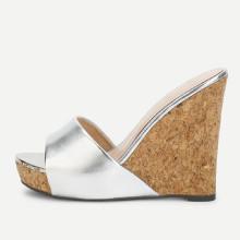 Shein Platform Metallic Wedge Mules