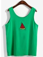 Shein Green Watermelon Embroidery Tank Top