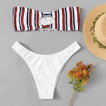 Shein Random Striped Cut-out Bikini Set