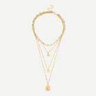 Shein Round Pendant Layered Chain Necklace With Crystal