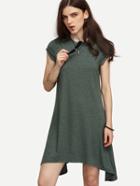 Shein Army Green Cap Sleeve Asymmetrical Dress