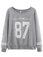Shein Grey Varsity Print Sweatshirt