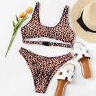 Shein Plus Clips Detail Leopard Bikini Set