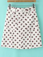 Shein Brown Elastic Waist Pockets Polka Dots Skirt
