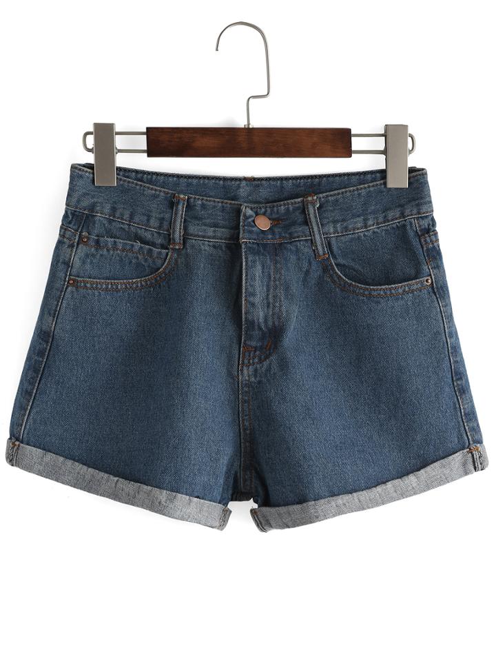Shein Cuffed Blue Shorts