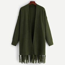 Shein Drop Shoulder Tassel Hem Cardigan