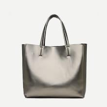Shein Metallic Tote Bag With Inner Pouch