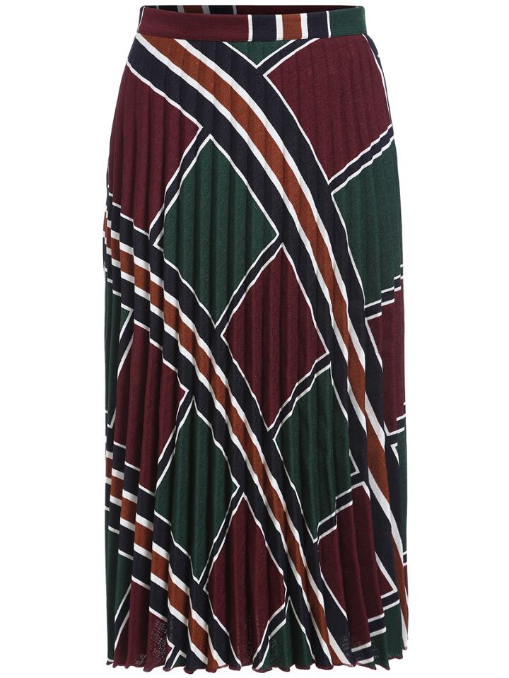 Shein Colour Striped Pleated Skirt