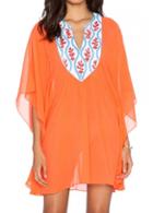 Rosewe Orange Batwing Sleeve Straight Chiffon Dress