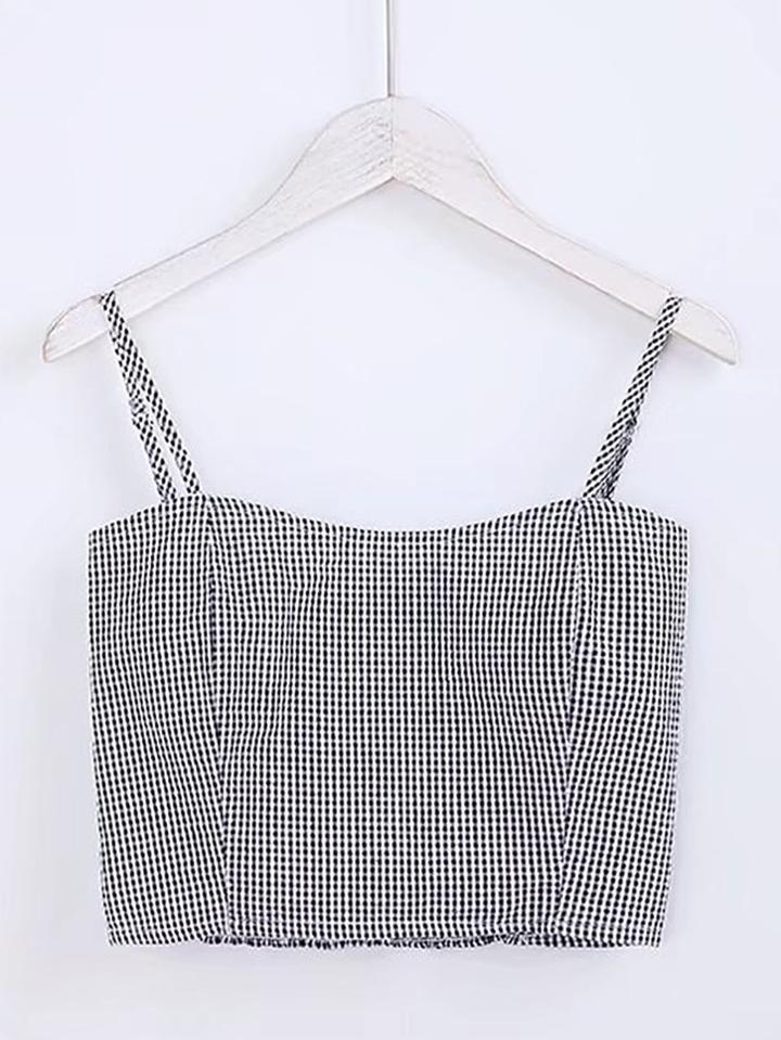 Shein Shirred Back Gingham Cami Top