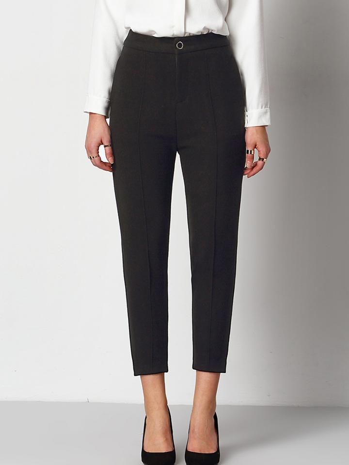 Shein Black Slim Button Casual Pant