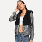 Shein Cut And Sew Panel Hooded Jacket