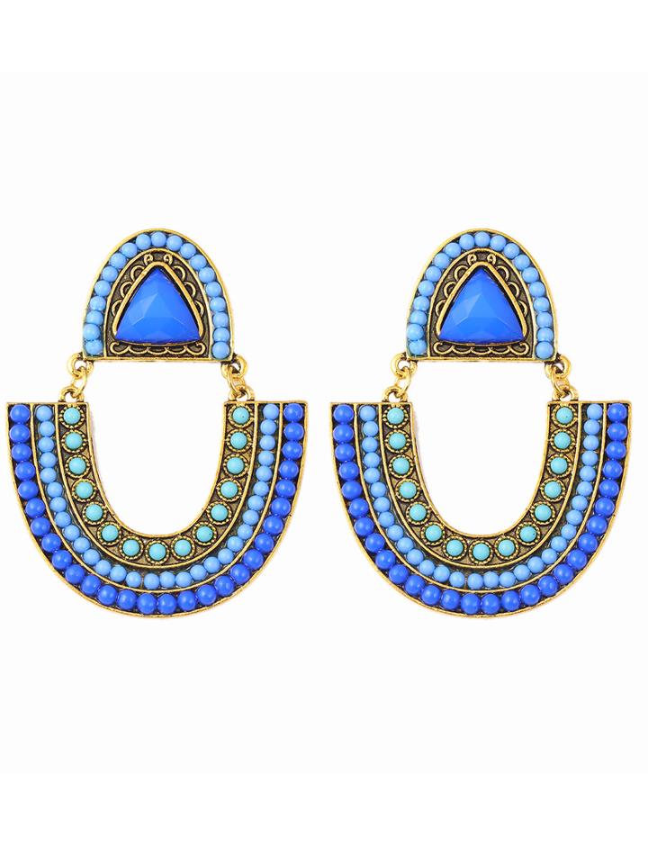 Shein Blue Beaded Boho Earrings